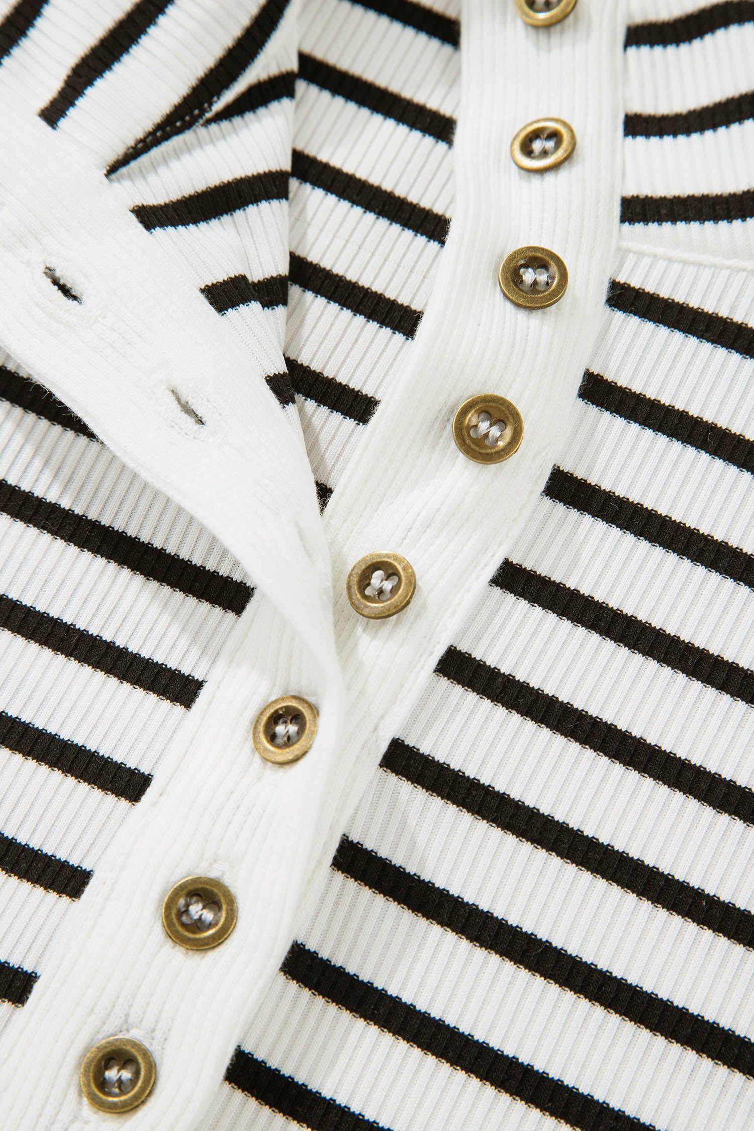Women's Striped Ribbed Knit Long Sleeve Henley Top - Image 12