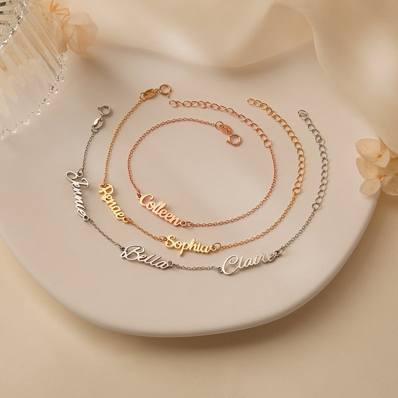 Customized Name Bracelet: Personalized Minimalist Script Jewelry