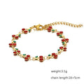 Cross-Border Popular Retro Bohemian Style 14K Gold Painted Oil Dripping Geometric Bracelet Necklace Ins Stainless Steel Jewelry