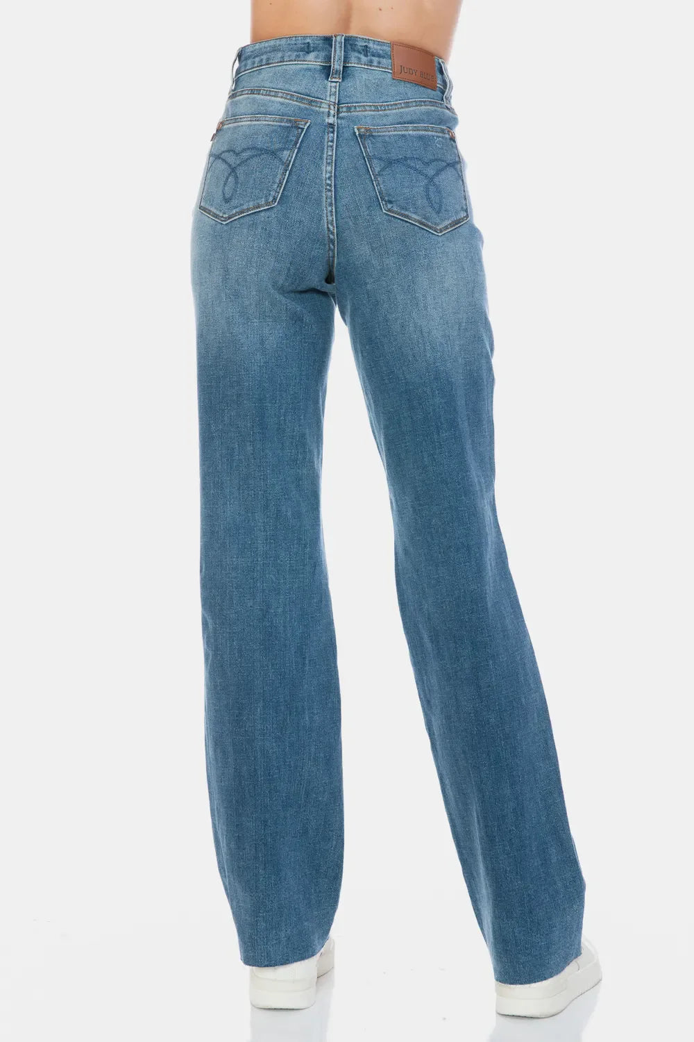 Judy Blue Tummy Control Straight Jeans Raw Hem
