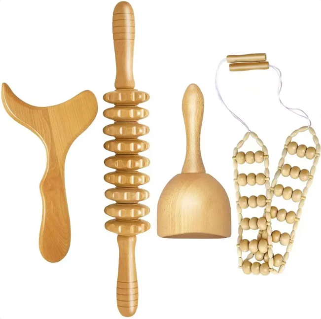 Wooden Anti-Cellulite Hand Massage Roller Set (Multiple Options)