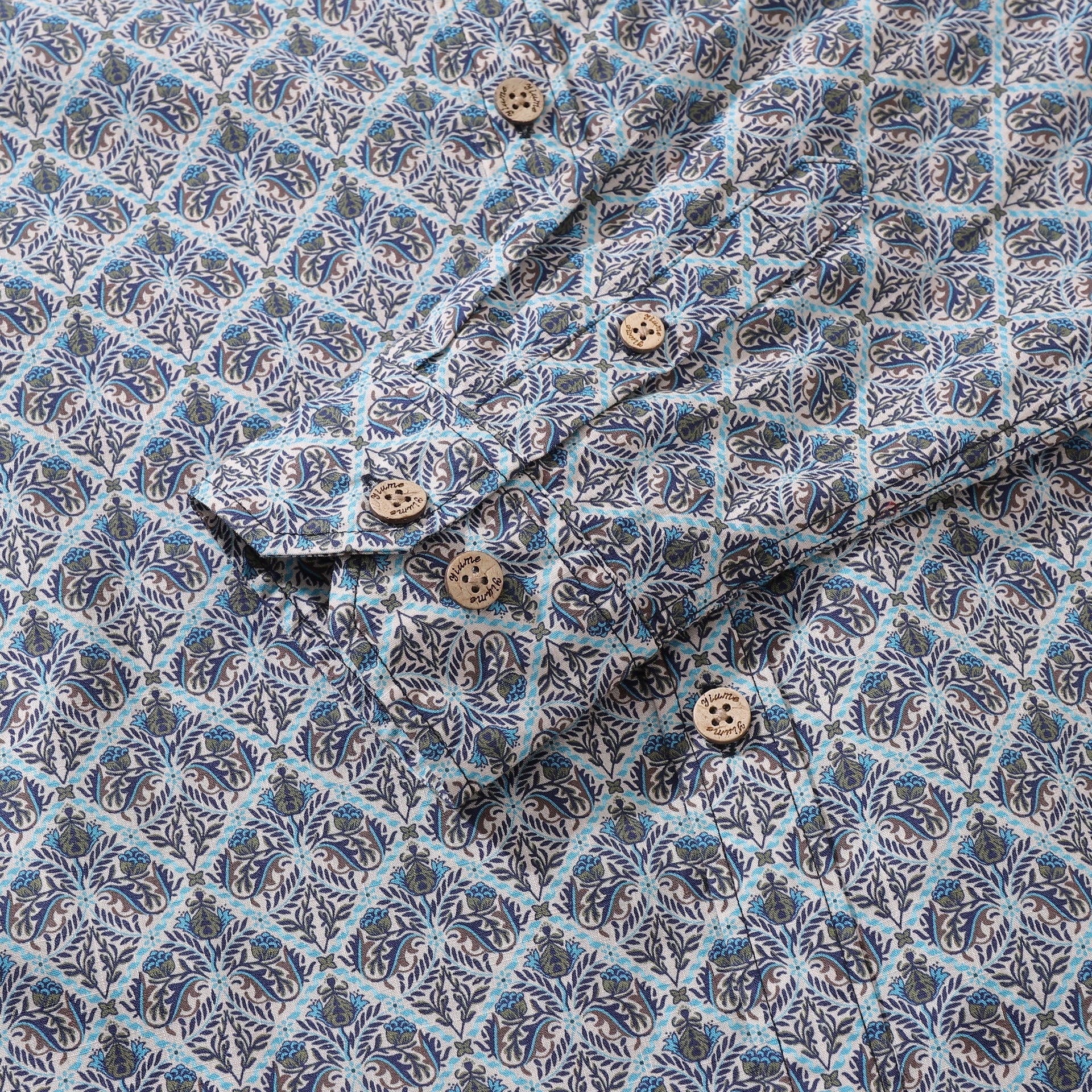 Men's Long Sleeve Floral Hawaiian Shirt Vintage Boho Button-Down