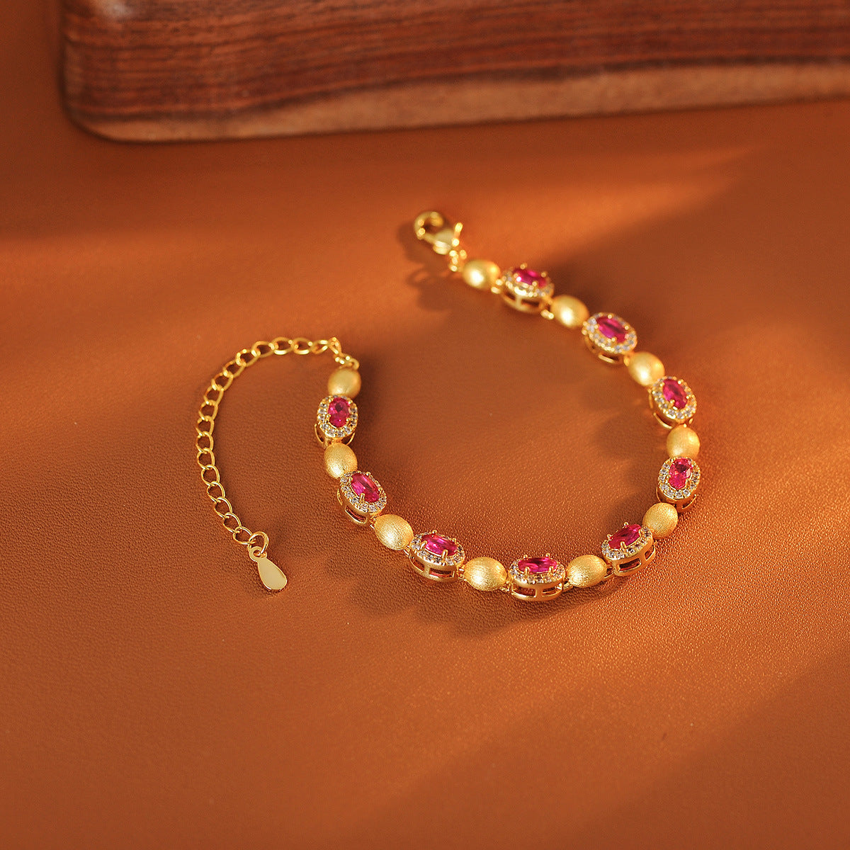 Womens Red Corundum Zircon Bracelet