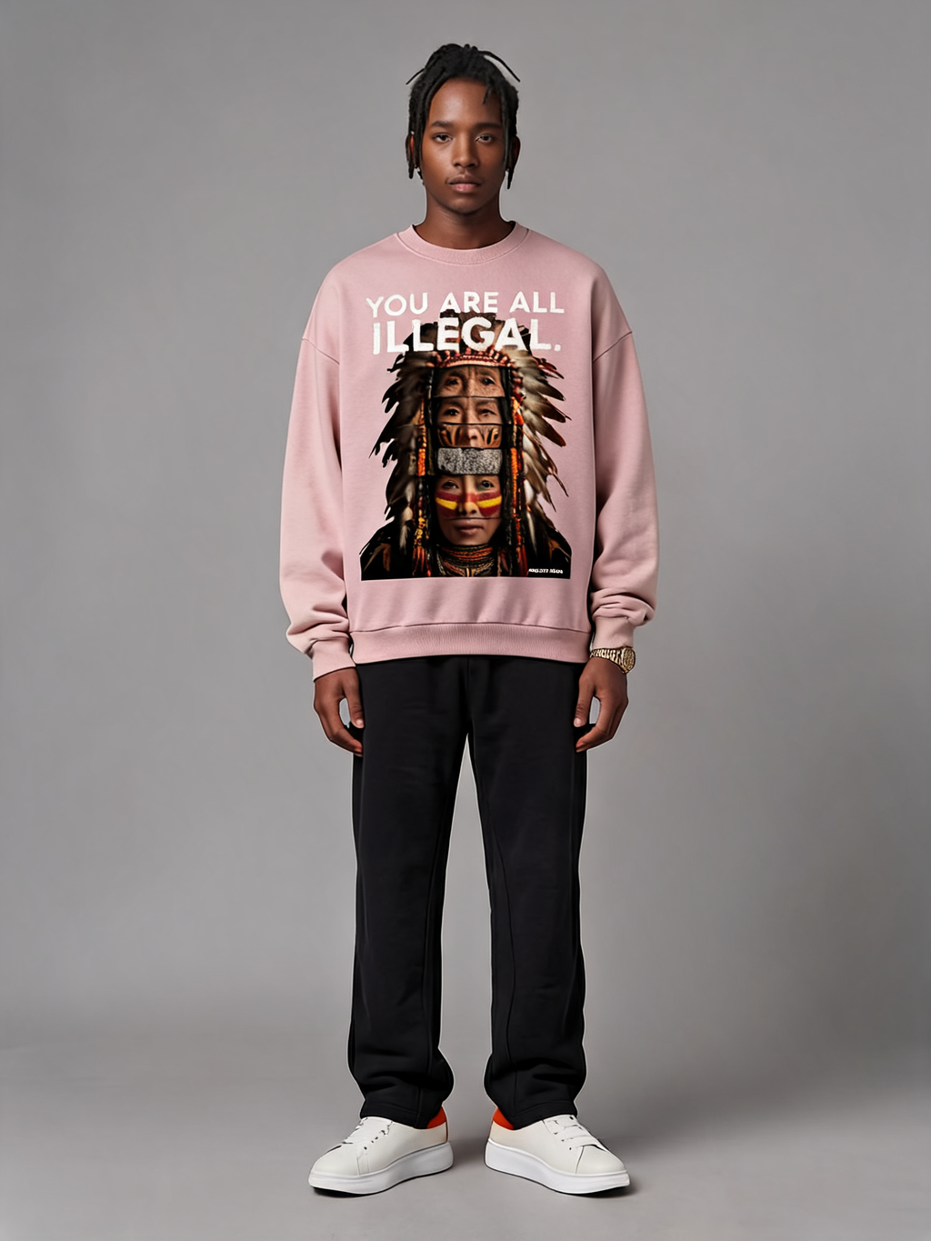 You Are All Illegal Oversized Graphic Sweatshirt in Pink