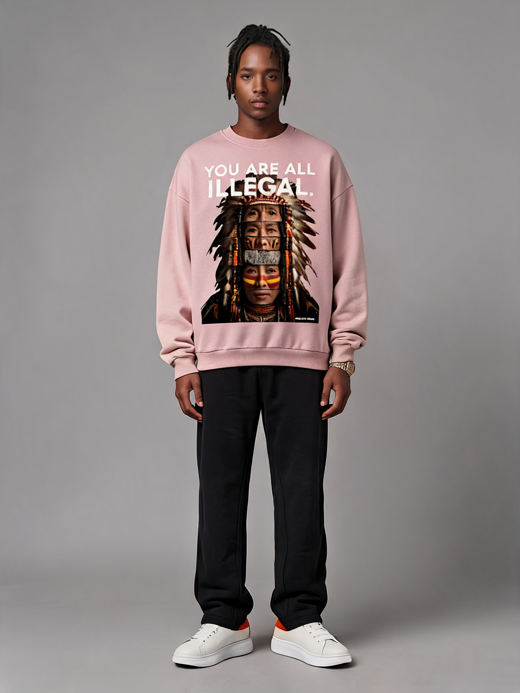 You Are All Illegal Oversized Graphic Sweatshirt in Pink
