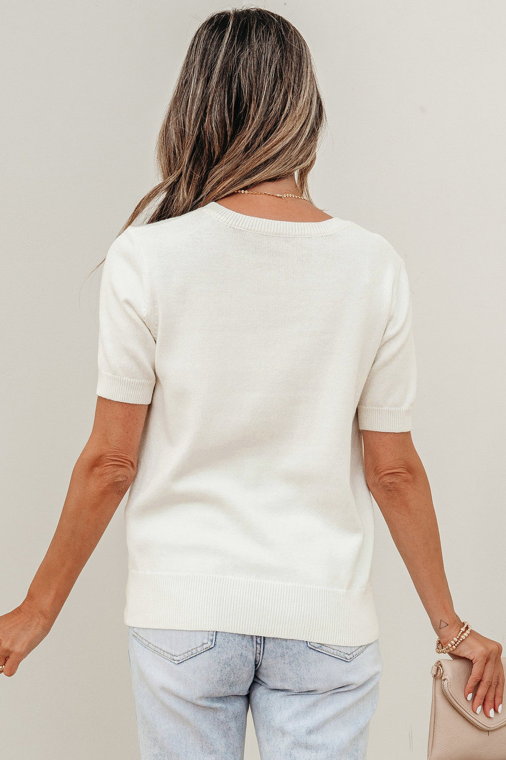 Regina Horse Graphic Short Sleeve Knit Sweater - Preppy Crew Neck