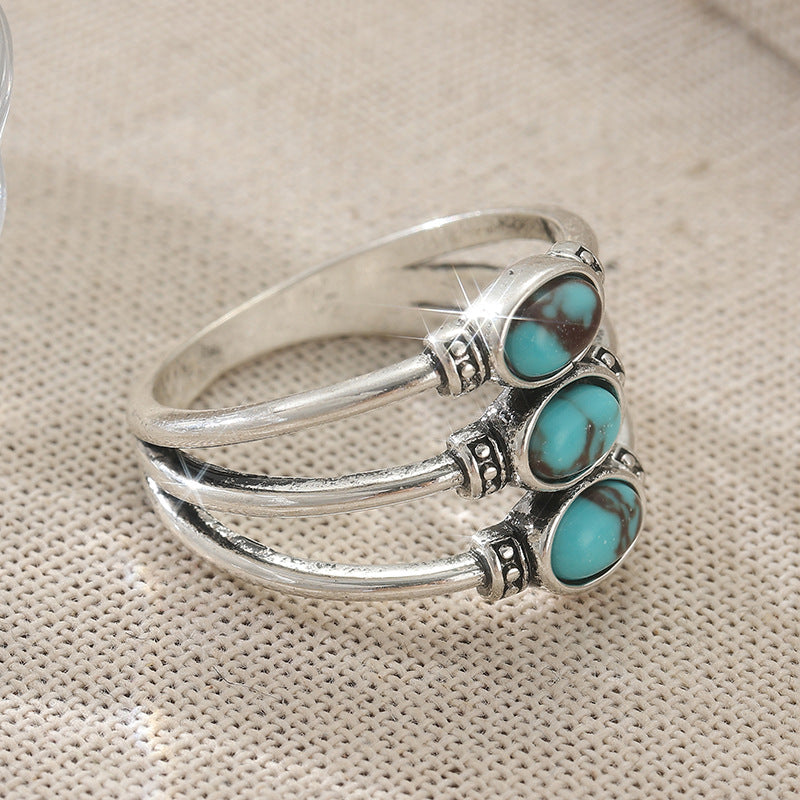 Retro Oval Silver Ring For Women