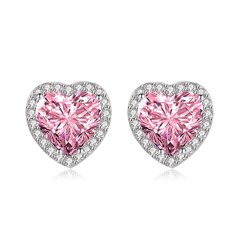 White Copper Heart-shaped Earrings Ornaments