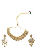 Traditional Rajwadi golden choker necklace set with white accent detailing