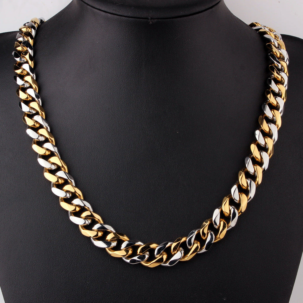 Stainless Steel Six-Sided Polished Mens Necklace