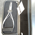 Babe Plier with Groove made of stainless steel displayed with its black storage case