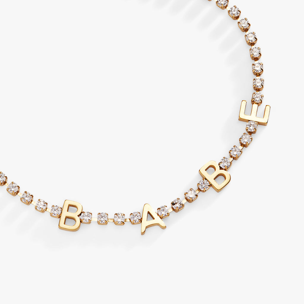 Babe Crystal Tennis Bracelet - Shimmering Letter Charm Accessory