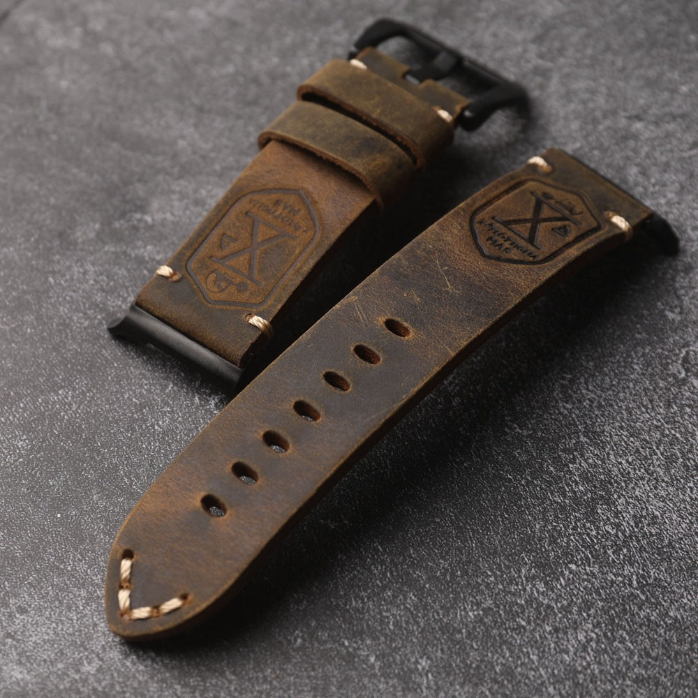 Vintage Distressed Genuine Leather Watch Strap