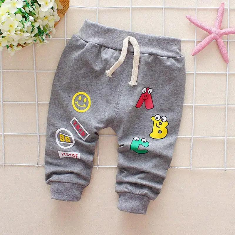 Unisex baby cotton casual trousers with elastic waistband