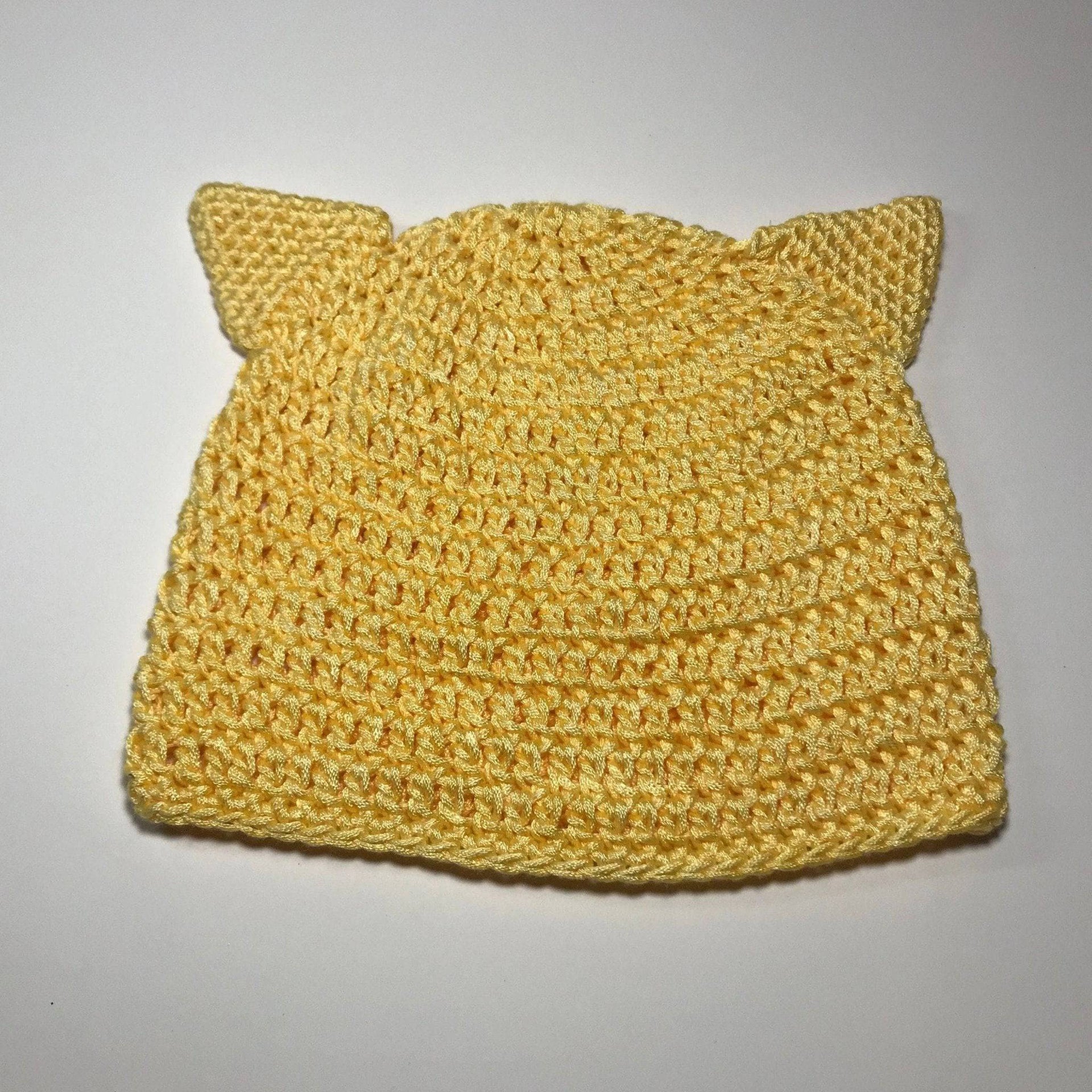 Baby Kitten Ears Knit Beanie DIY Kit - Soft Yellow Handmade Hat