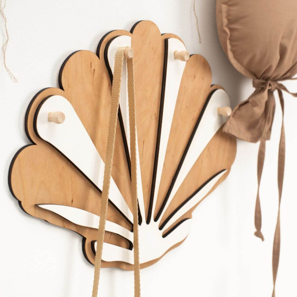 Coastal themed sea shell wooden wall hook for nursery decor