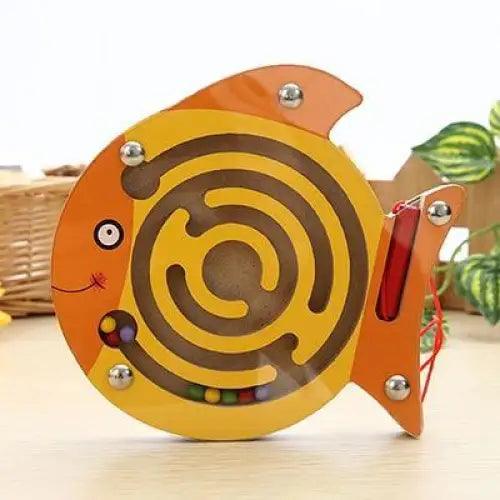 Magnetic Wooden Fish Maze Puzzle Balance Board for Toddlers