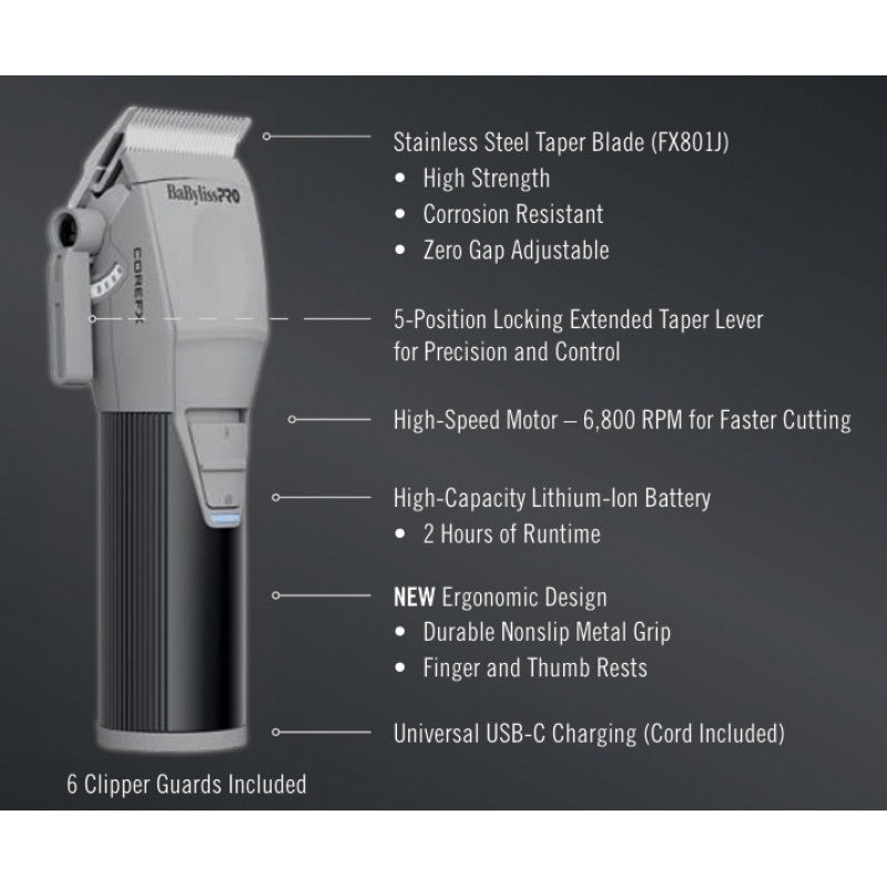COREFX Professional Cordless Clipper in Neutral Grey and Black
