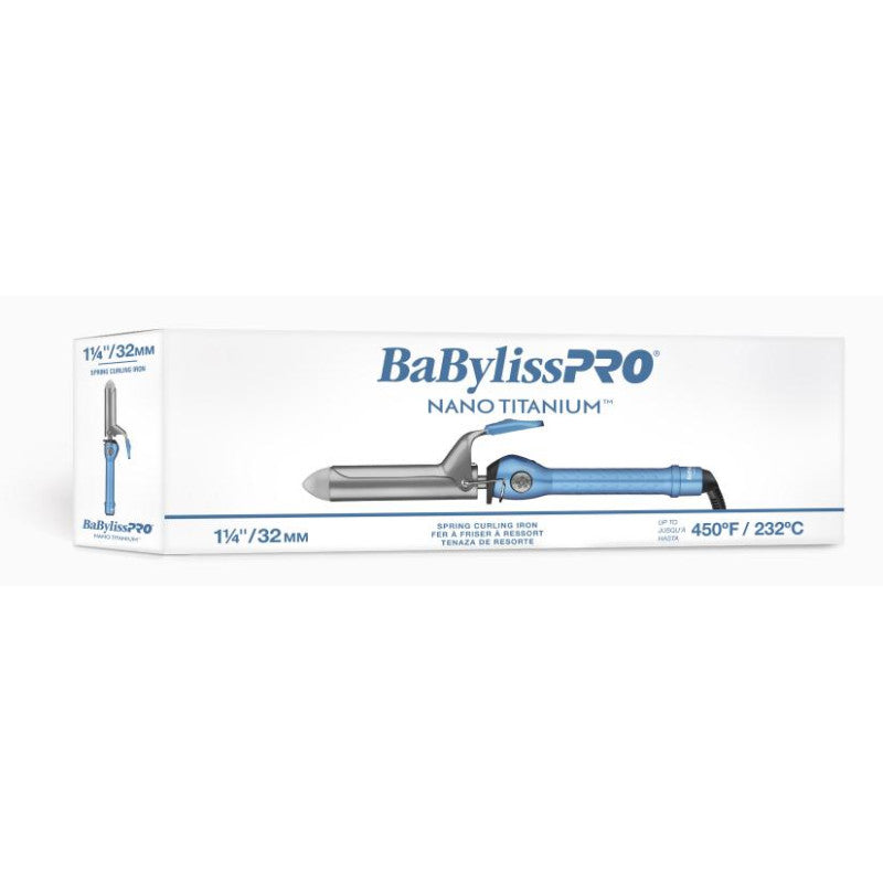 1.25" Nano Titanium Spring Curling Iron in Blue and Silver