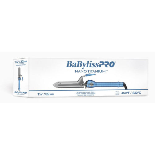 1.25" Nano Titanium Spring Curling Iron in Blue and Silver