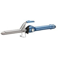BabylissPro Nano Titanium 1-inch spring curling iron in metallic blue and silver finish.