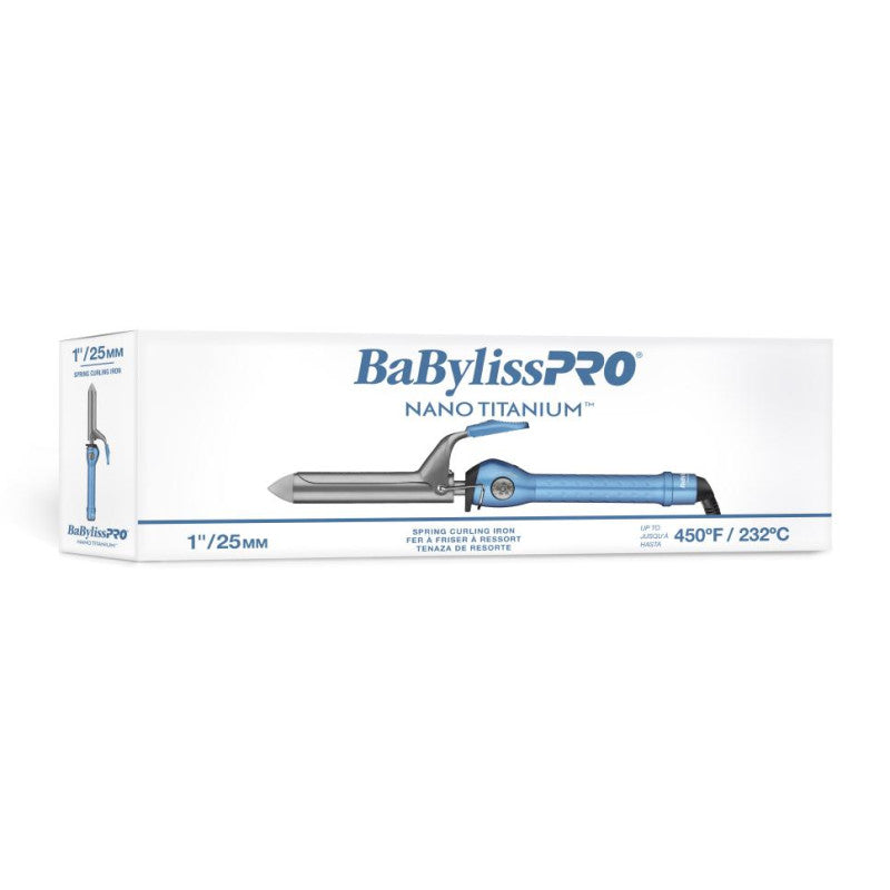 Nano Titanium 1" Spring Curling Iron - Metallic Blue and Silver
