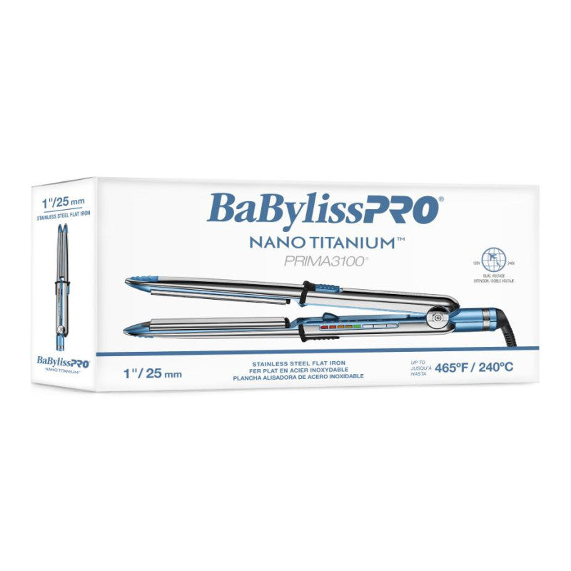 Nano Titanium Prima3100 1" Straightener in Metallic Blue & Silver