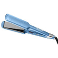 BaBylissPRO Nano Titanium 2-inch hair straightener in metallic periwinkle blue with chrome accents.