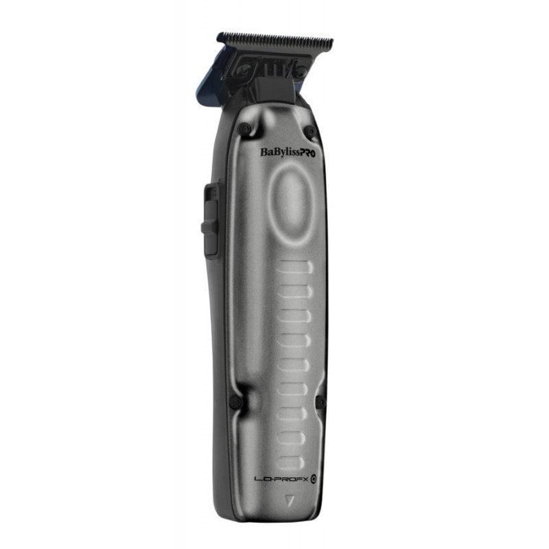 Gunmetal and black FXONE LO-PROFX professional trimmer with charging base.