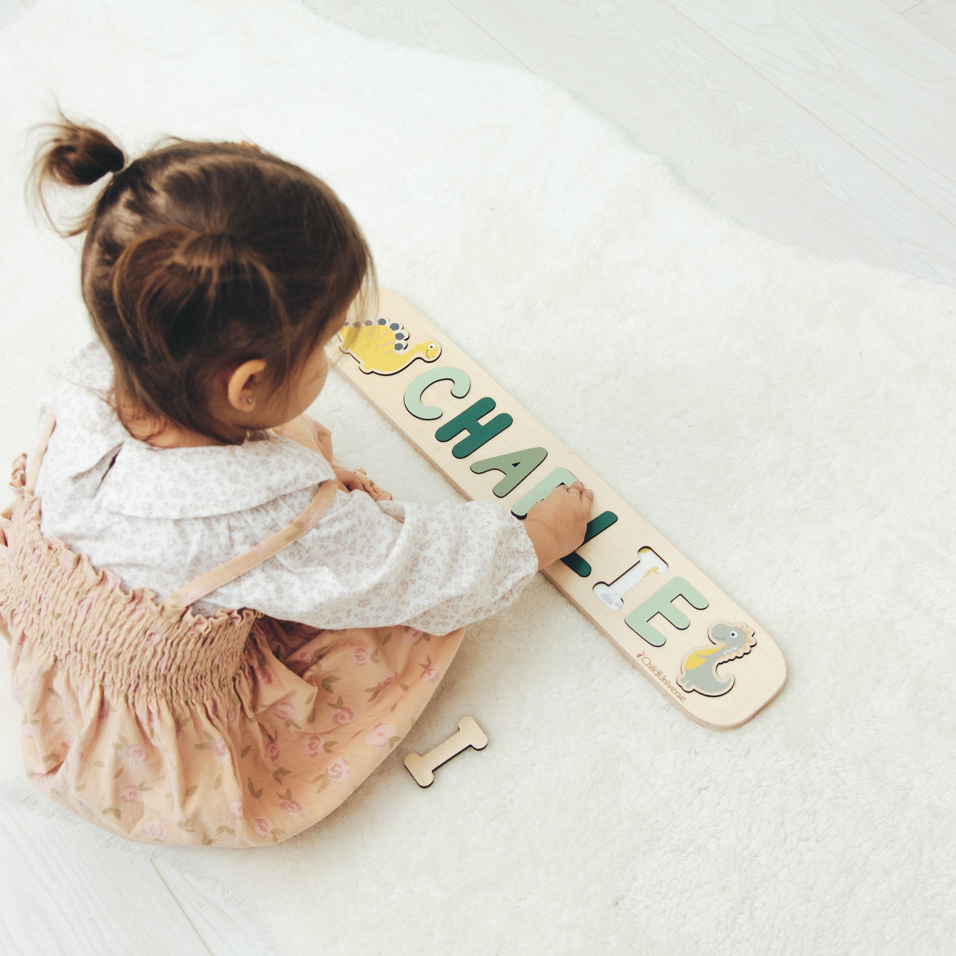 Neutral Dinosaur Name Puzzle for Kids Minimalist Nursery Decor