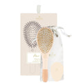 Bachca 3-piece hair care set in nude featuring detangling brush and pocket mirror