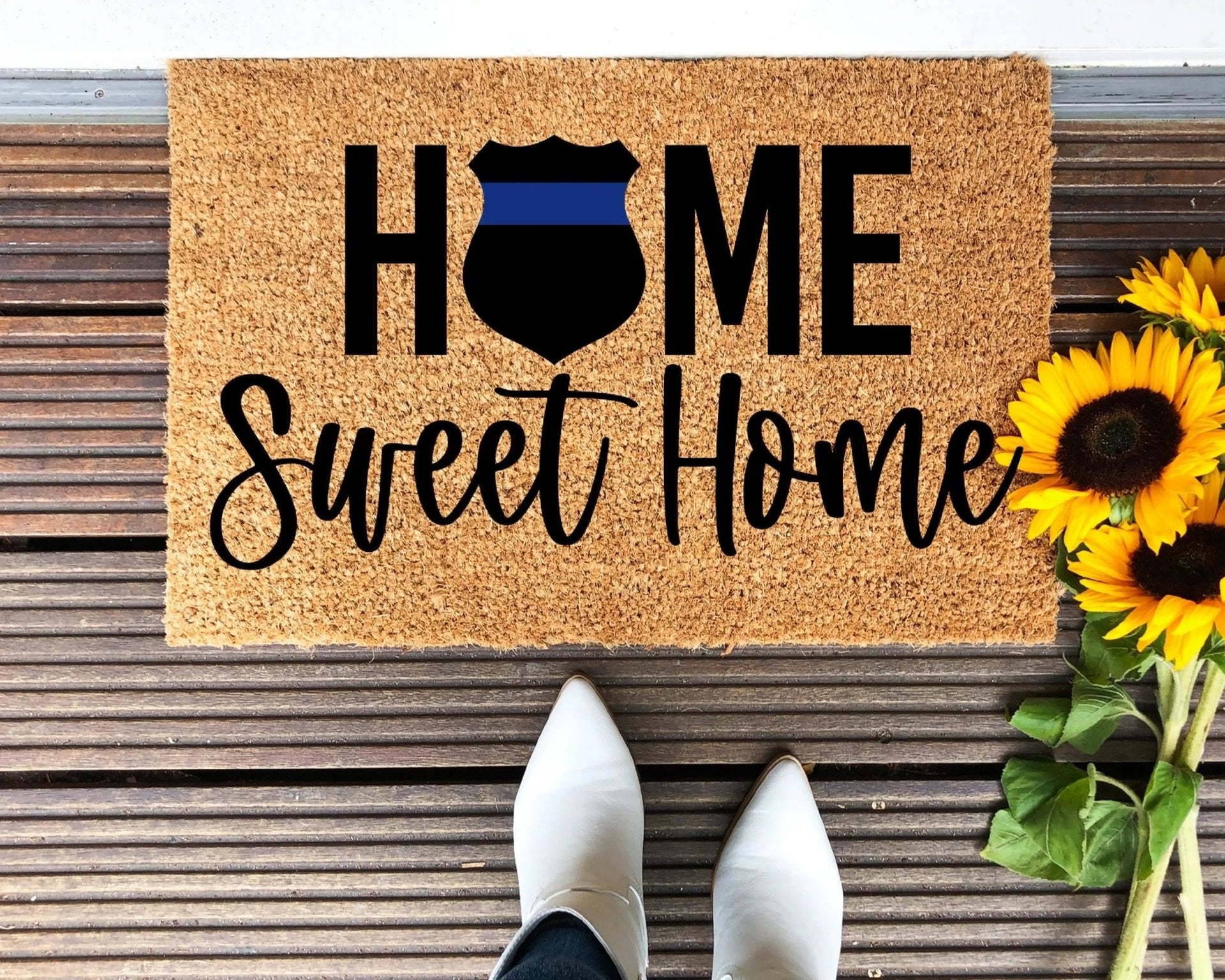 Back The Blue Natural Coir Police Support Entryway Doormat