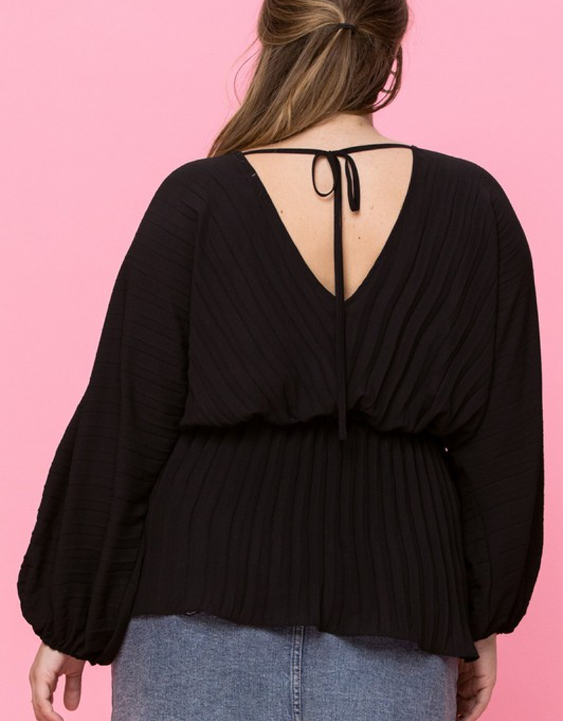 Solid Pleated Silky Fabric Top - Lightweight Flowy Elegant Blouse