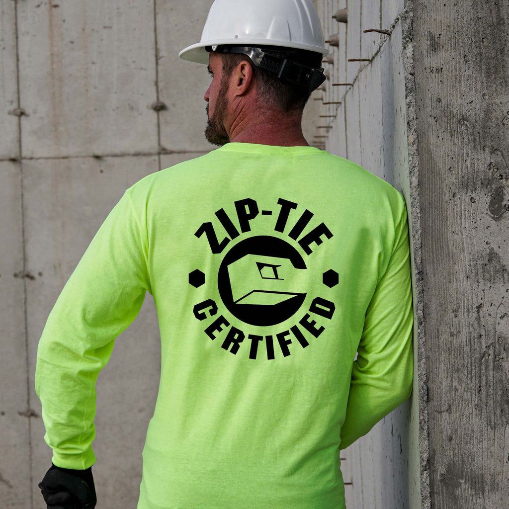 Zip Tie Certified Long Sleeve Hi-Vis T-Shirt Neon Yellow - Image 2