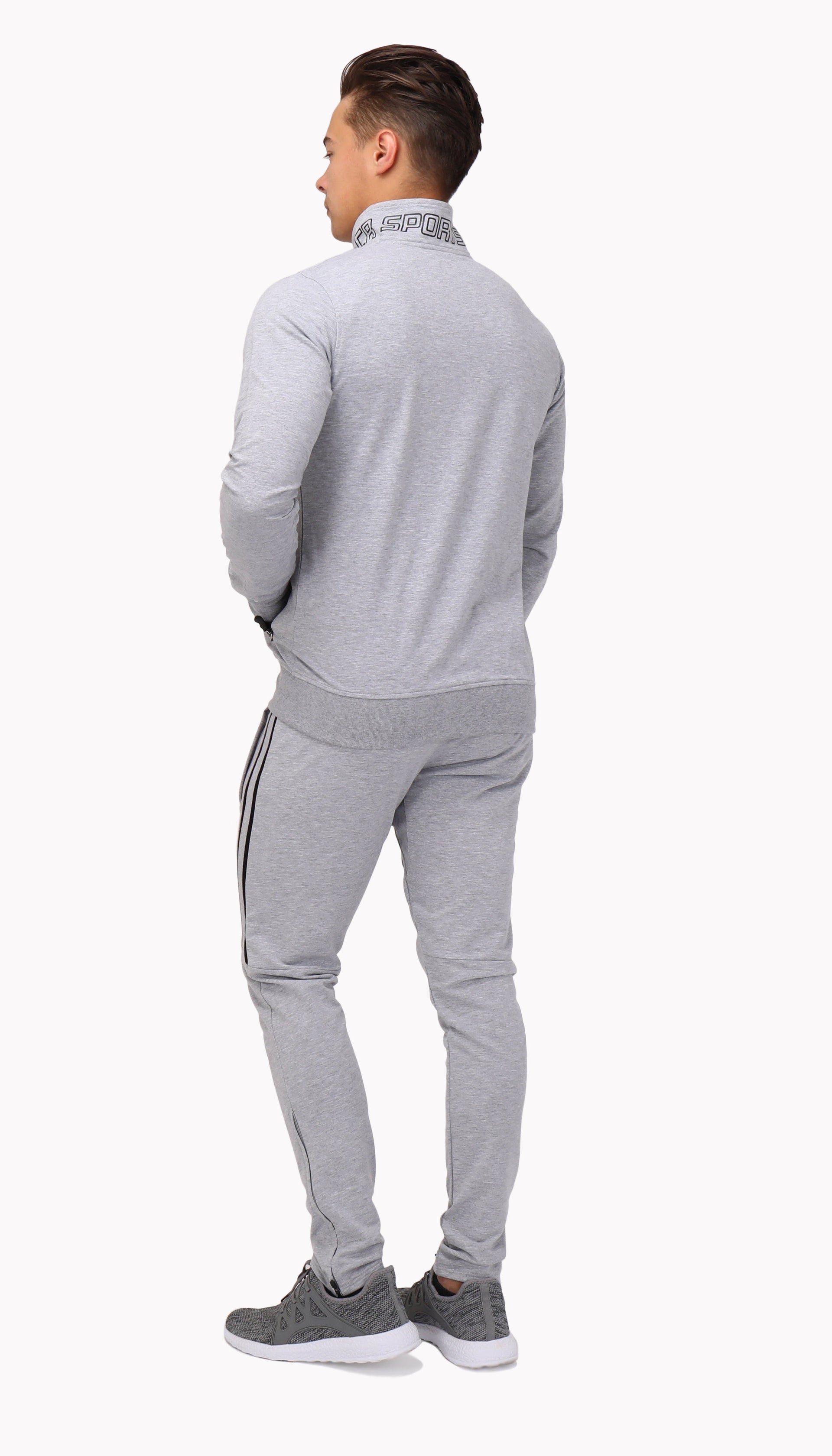 Men's Black Full Zip Athletic Sweatshirt with Stand Collar - Image 11