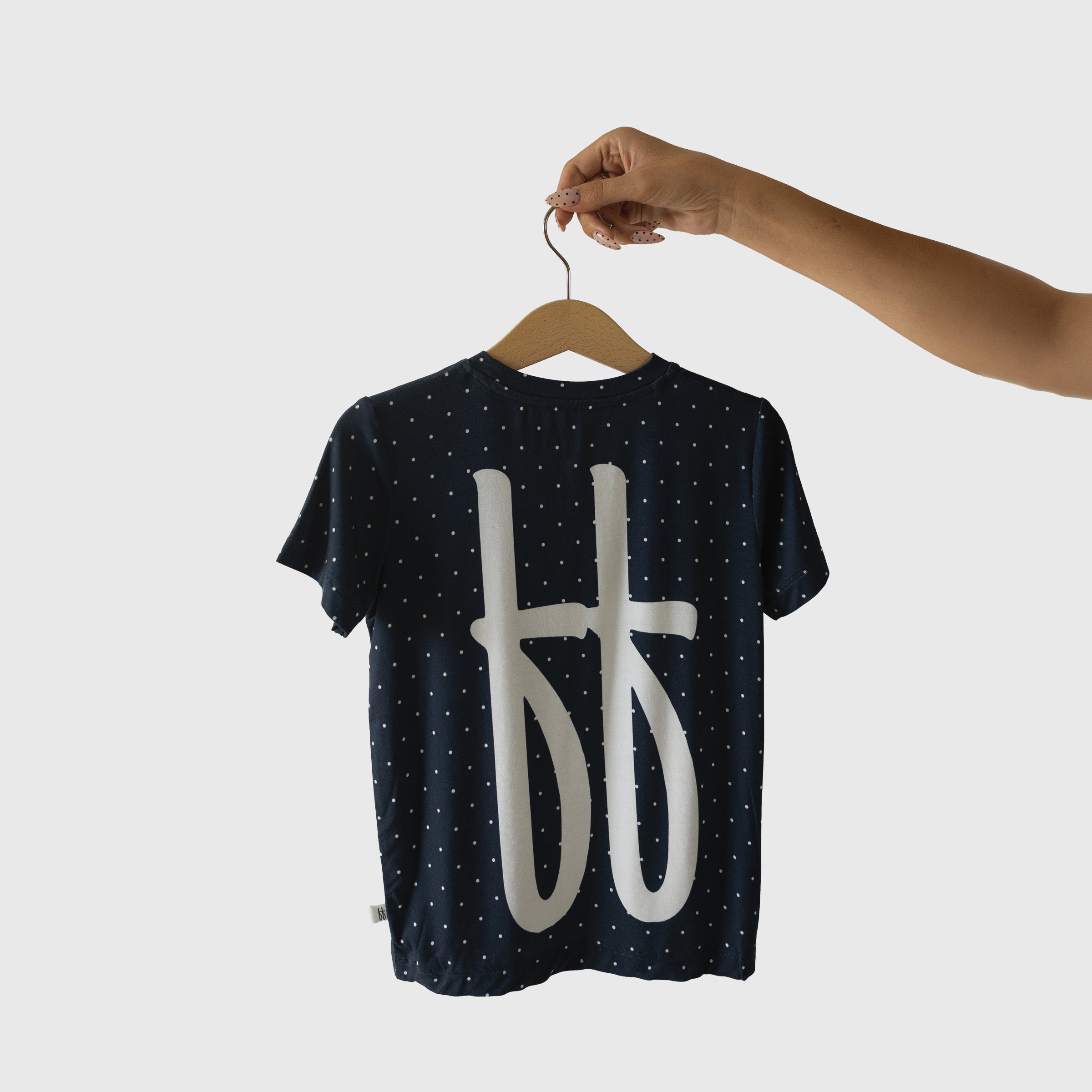 Kids Bamboo Short Sleeve Lounge Set in Navy and White Polka Dot