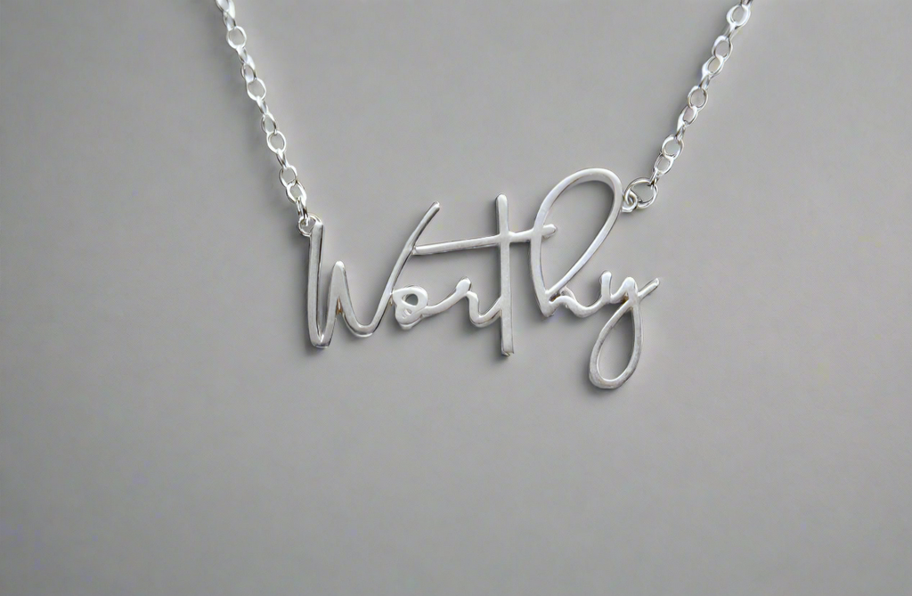Worthy Script Lettering Necklace in Silver-tone Finish - Image 11