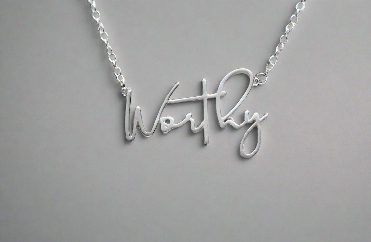 Worthy Script Lettering Necklace in Silver-tone Finish - Image 11