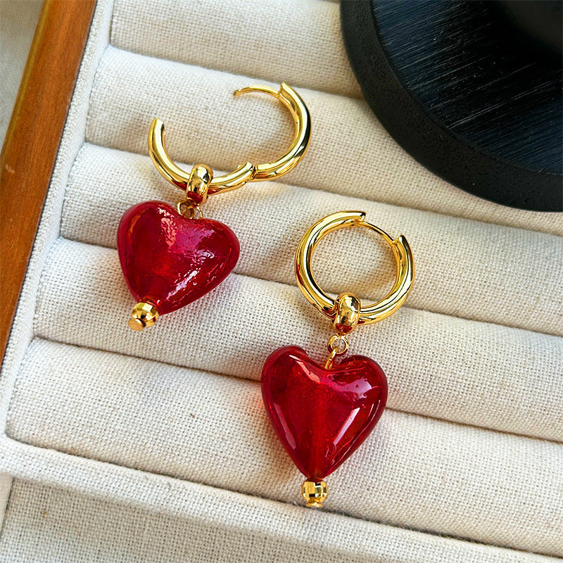 Handmade Gold Heart Shaped Hoop Earrings