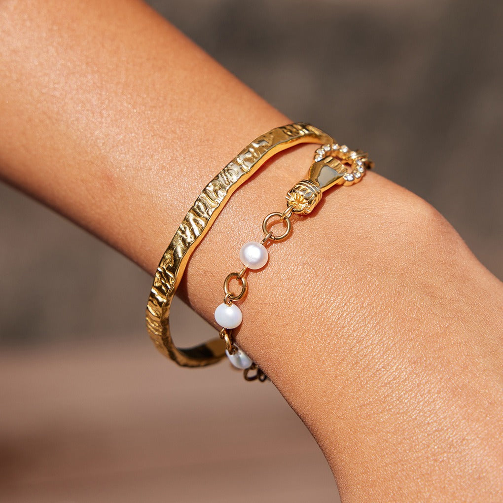 Minimalist 18K Gold-Plated Titanium Steel Cuff Bracelet