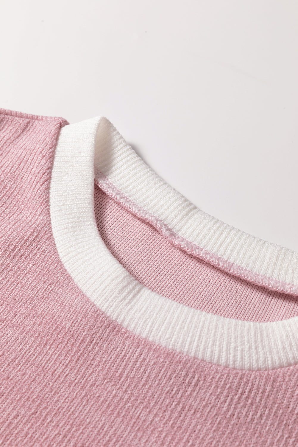 Contrast Trim Drop Shoulder Long Sleeve Knit Top