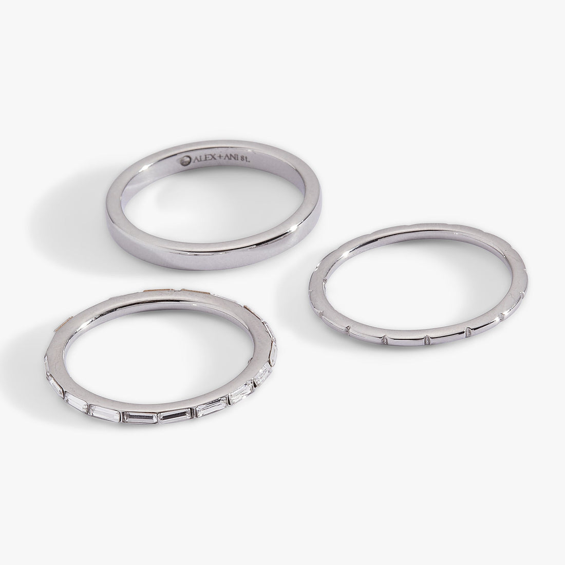 Baguette Stacking Ring Set of 3 - Crystal Accented Band Trio