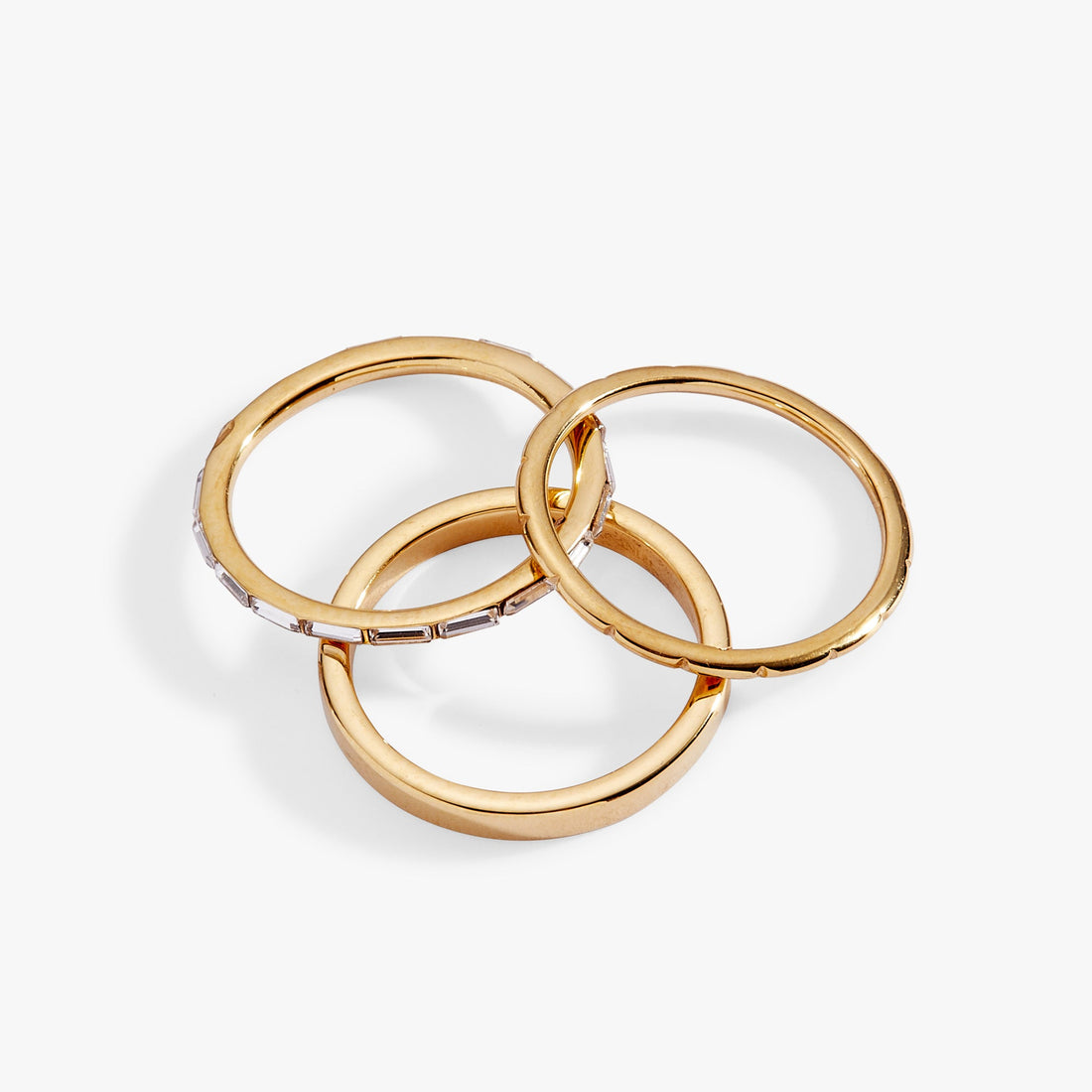 Baguette Stacking Ring Set of 3 - Crystal Accented Band Trio