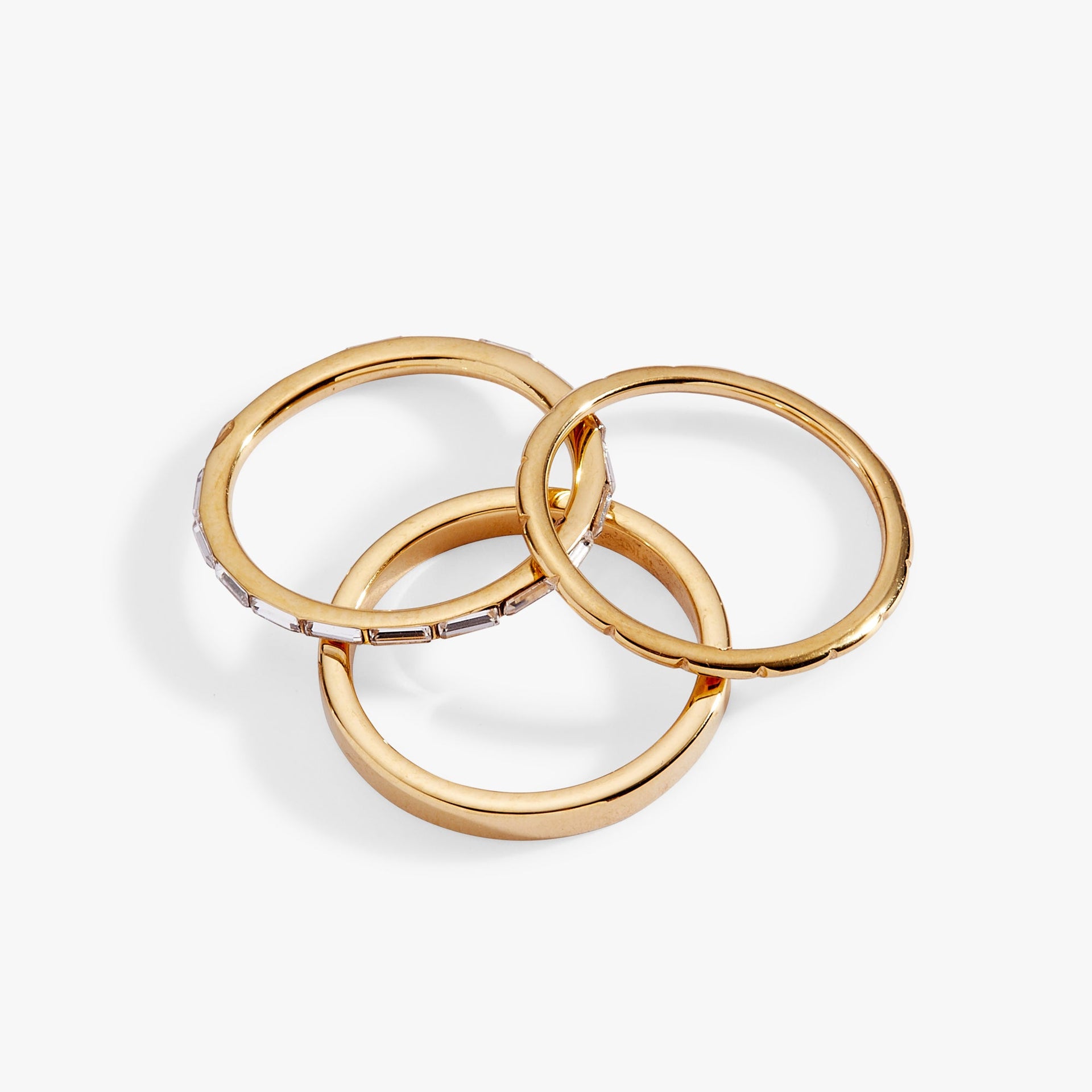 Baguette Stacking Ring Set of 3 - Crystal Accented Band Trio