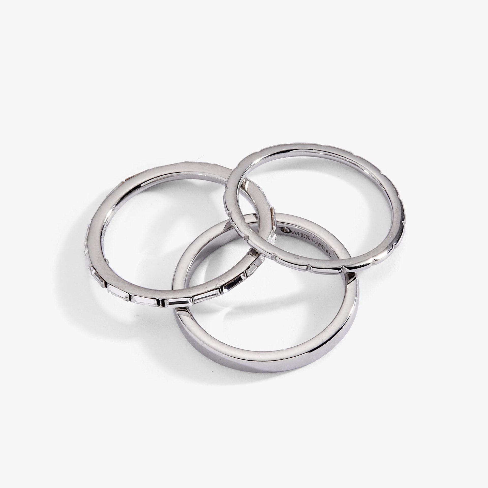 Baguette Stacking Ring Set of 3 - Crystal Accented Band Trio