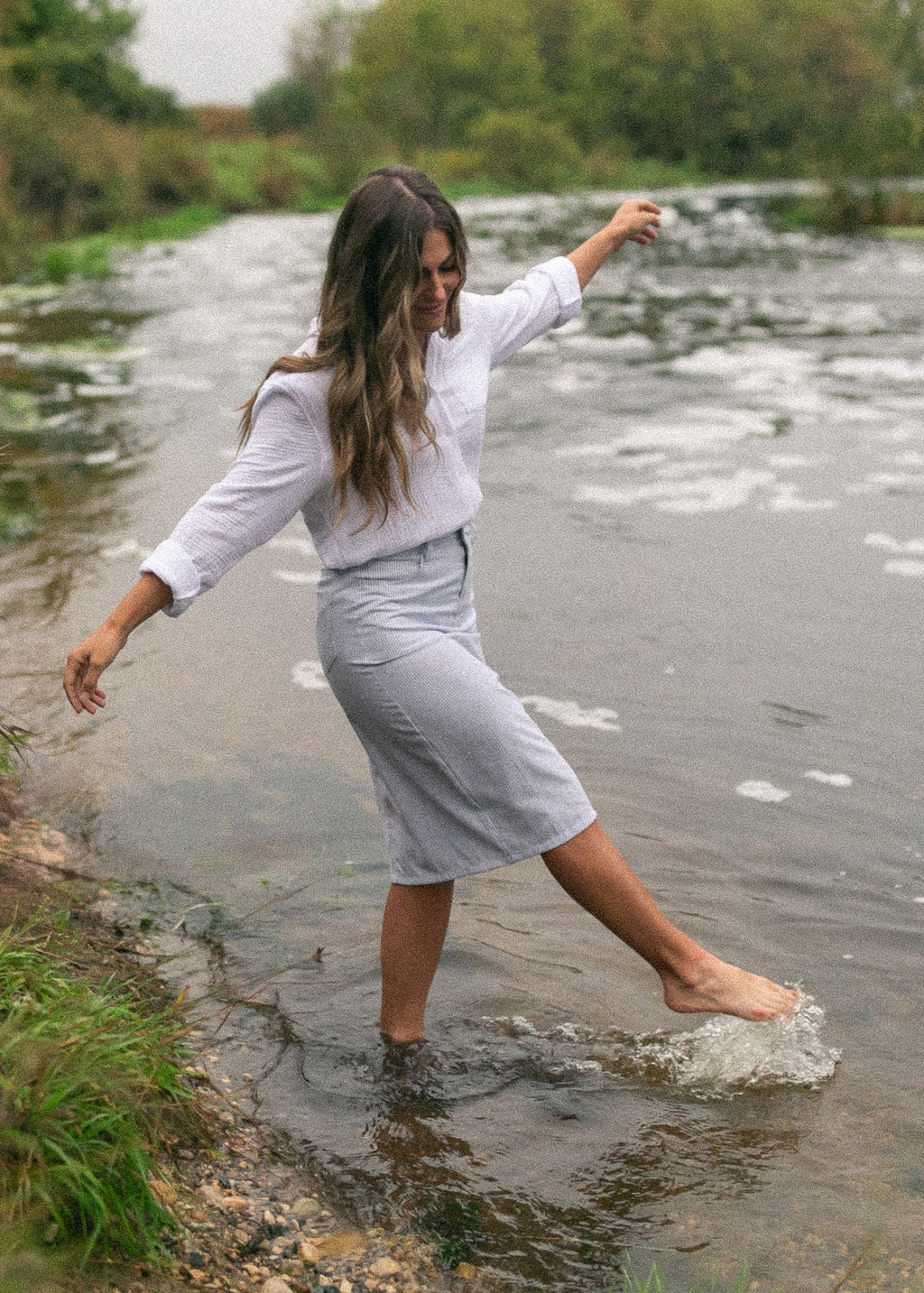Bailey Cotton Gauze Button Down Top | White