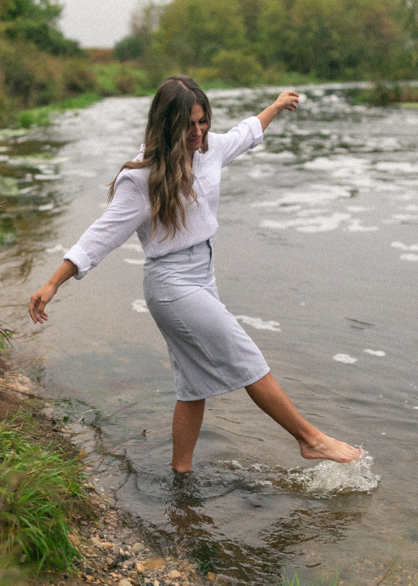 Bailey Cotton Gauze Button Down Top | White