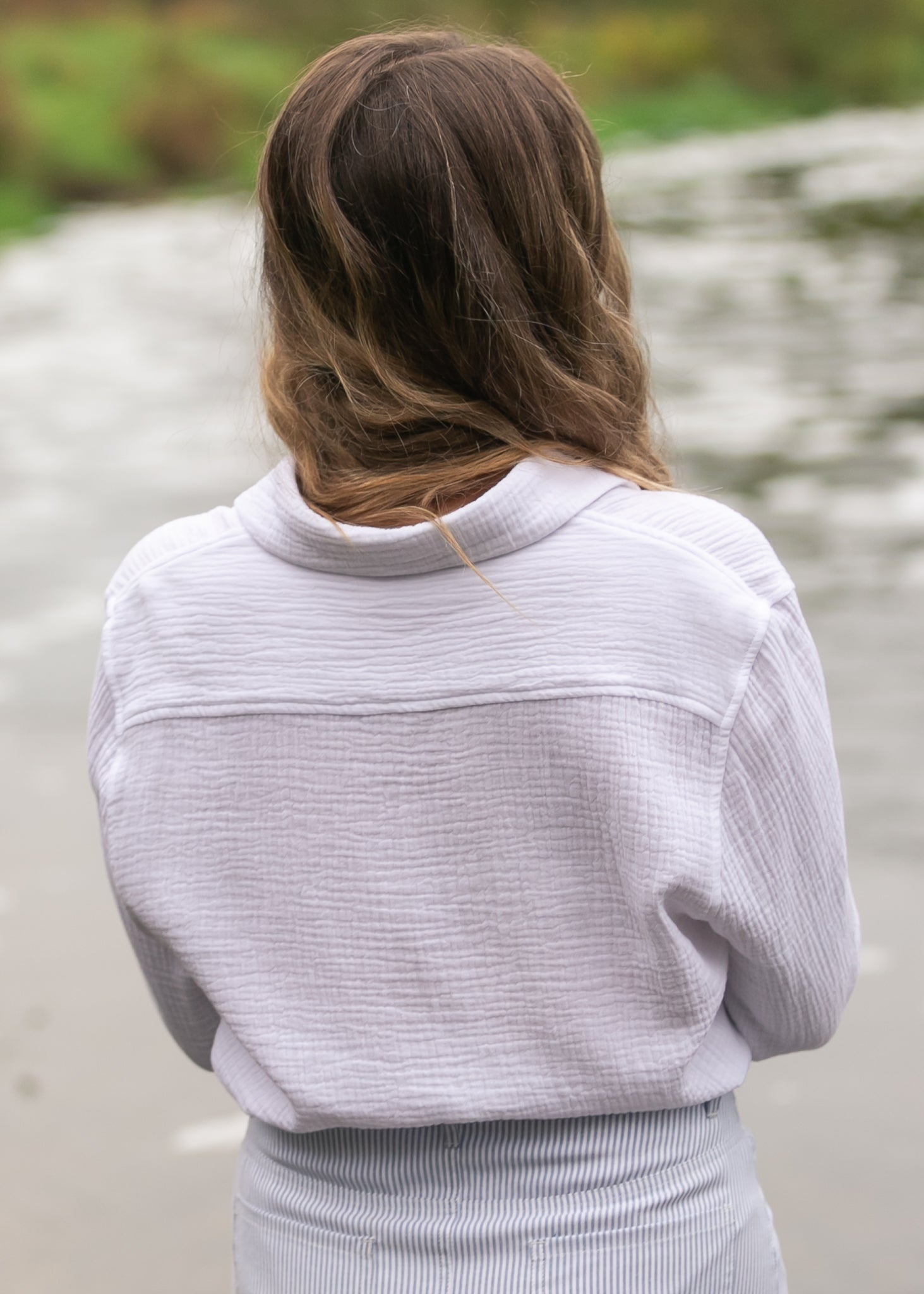 Bailey Cotton Gauze Button Down Top | White