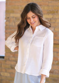 Bailey Cotton Gauze Button Down Top | White