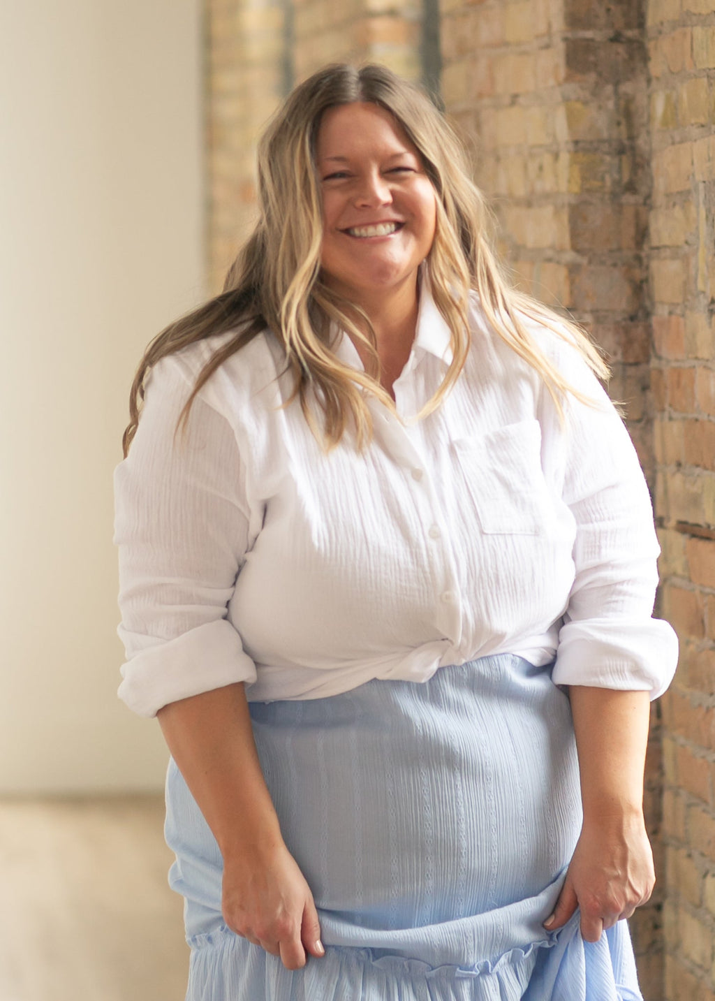 Bailey Cotton Gauze Button Down Top | White